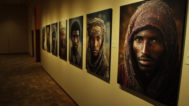 Diverse Ethnic Portraits Gallery Wall - Unity in Diversity Art Display