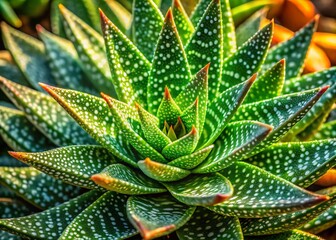 Obraz premium Aerial Drone Shot of Gasteria Succulent with Spotted Leaves in Southern California