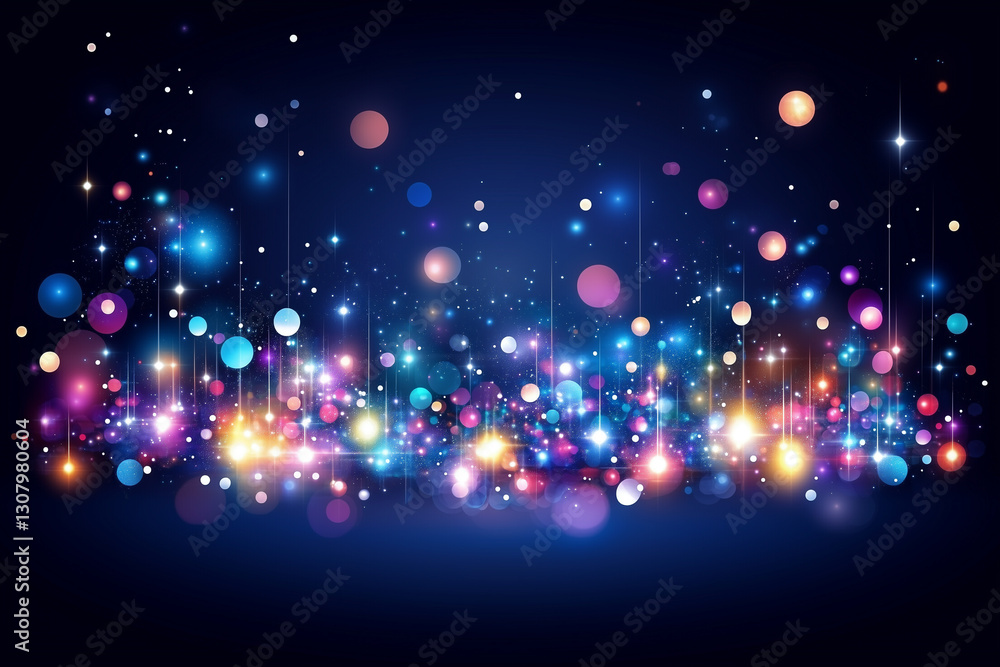 Aufkleber vibrant abstract background with colorful bokeh effects and glowing lights in dark space