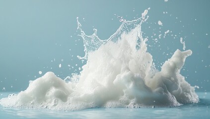 White Foam Splash on Blue Background