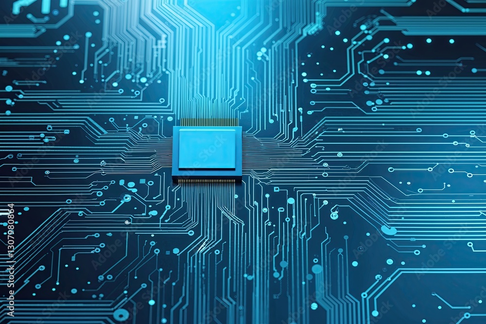 Poster cyan gradient digital circuitry texture background for technology designs