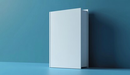 White Book Mockup Against Blue Background