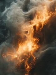 Ethereal dance of flames and smoke, a mesmerizing abstract composition