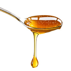 A spoonful of honey dripping isolated on white