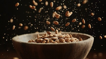 Slow Motion Almond Seeds Falling Macro