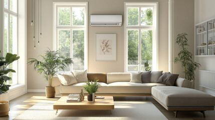 Smart climate control system in a light-filled living area ensures optimal comfort and energy-efficient design