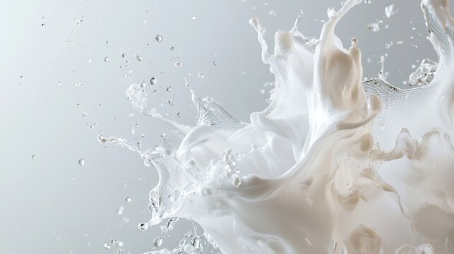 Dynamic splash of white liquid frozen in motion