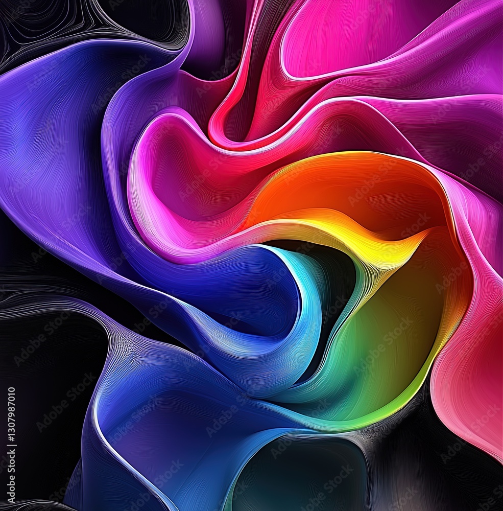 Poster a blend of vivid colors spirals together to form an abstract floral design, creating a mesmerizing e