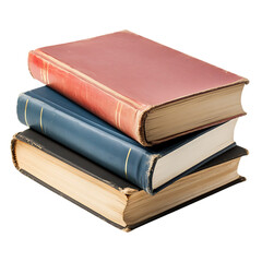 A stack of three books isolated on white