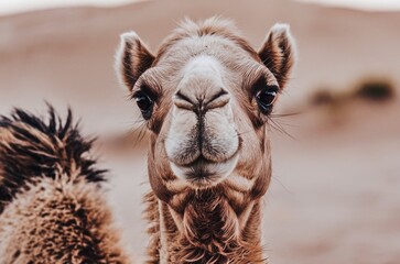 Fototapeta premium A close-up of camel face looking at the camera