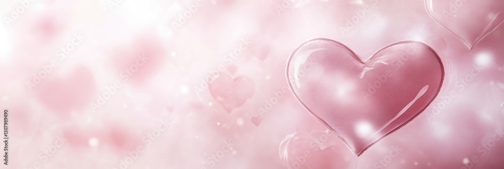 Fototapete Floating hearts create a romantic atmosphere with soft pink hues and delicate textures in this abstract background design Generative AI
