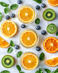 Obraz premium Vibrant Citrus and Berry Flatlay Illustration: A Refreshing Summer Design