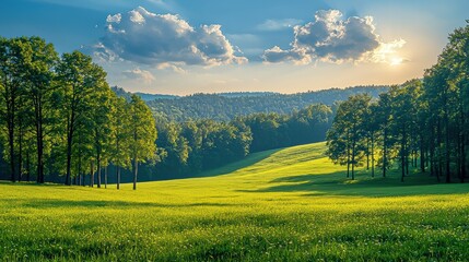 Obraz premium Serene Forest Landscape on a Sunny Summer Day