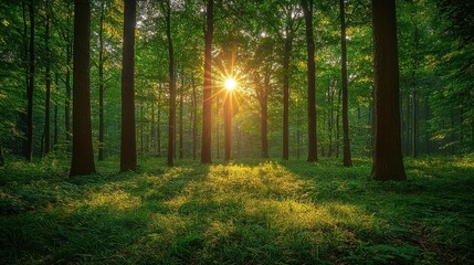 Obraz premium Majestic Tree Silhouette Against Autumn Sunlight