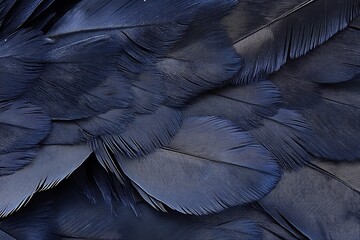 Obraz premium Dark blue feathers arrangement showcasing texture and delicate structure