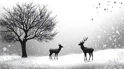 Black and white winter landscape photo
