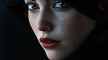 Detailed hyper-realistic woman in black