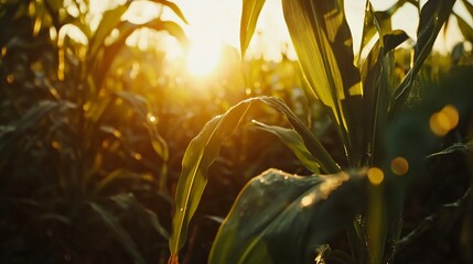 Fresh Young Maize Corn in Agriculture Field