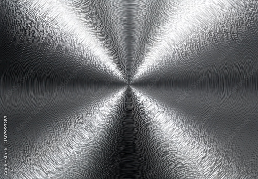 Poster polished brushed metallic surface with radiating circular patterns ideal for industrial design and b