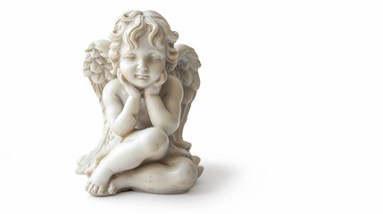Obraz premium statue of angel on an isolated white background, object focused, png, stock image, hd quality