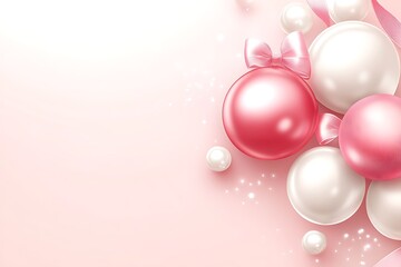 Elegant arrangement featuring pink and white spheres with ribbons accents