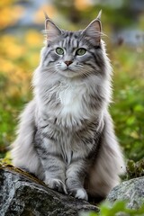 Obraz premium lovely gray cat resting comfortably in a still position 