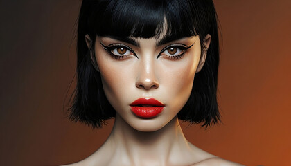 Close-Up Portrait Of A Woman With Bold Makeup