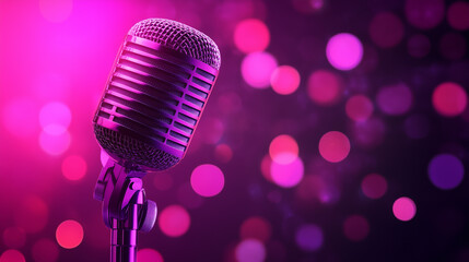 High-end recording microphone with energetic pink accents, designed to capture pristine sound with bold style.