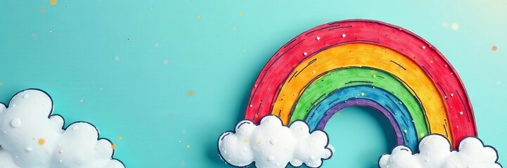 Hand drawn rainbow cards, playful retro style, fun, vector, vibrant