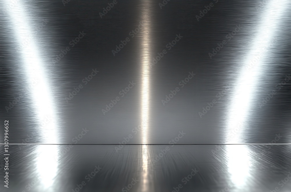 Poster reflective metallic surface with textured finish and soft light gradient for modern design projects