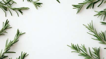 Naklejka premium rosemary with vibrant green leaves, delicately arranged to showcase their aromatic beauty