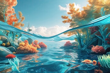 Refreshing Aquatic Abstract Digital Background for Calming Aesthetic Visuals