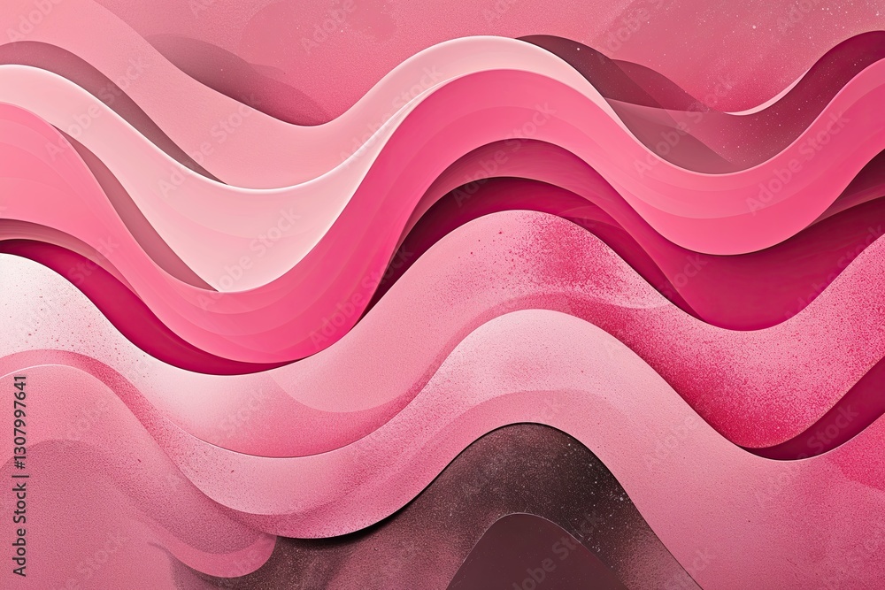 Poster abstract pink gradient background with curvy waves and grainy retro texture