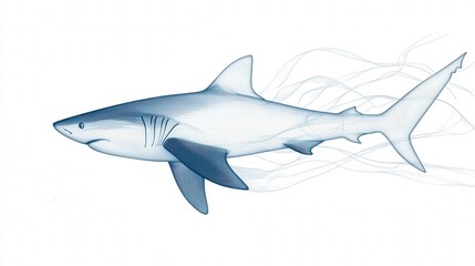 Fototapeta premium shark swimming through the water, with emphasis on its sleek form and natural movement
