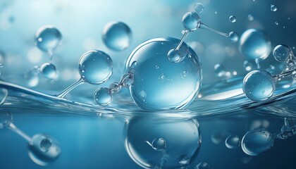 cosmetic essence liquid bubble liquid bubble on water background molecule on water
