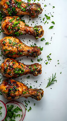 Delicious Grilled Chicken Drumsticks with Sesame Seeds and Herbs - Food Photography