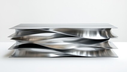 Sculptural and Modern Metallic Table Design with Unique Wavy Surface and Contemporary Aesthetic for Artistic Home Decor and Stylish Interiors