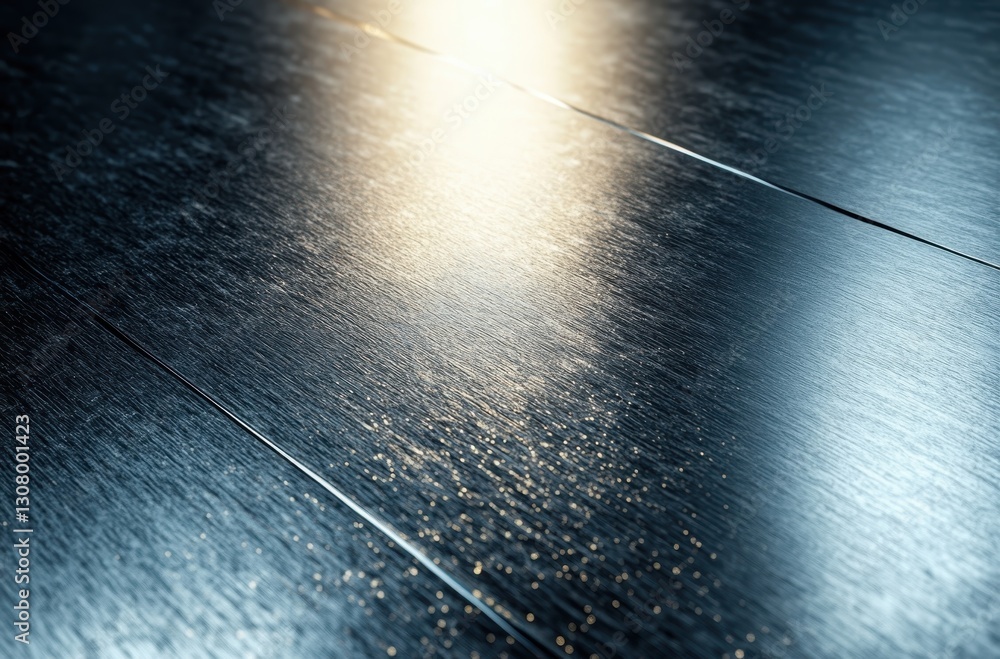 Poster shimmering metallic surface with reflective properties and subtle textures highlighting light and sh