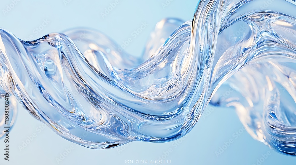 Poster abstract glass shapes blend with chromatic dispersion effect. 3d render.