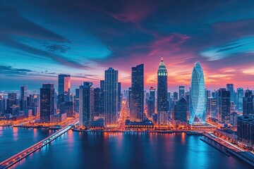 Fototapeta premium Dynamic Gradient Cityscape Background for Eye-Catching Website Banner Design