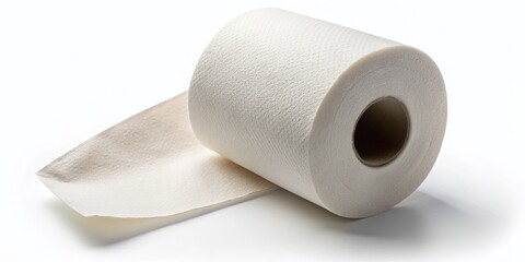 Fototapeta premium Aerial View of Single Toilet Paper Roll on White Background - Drone Photography