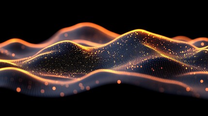 Abstract data waves on black background