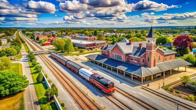 Aerial View of Train at Brantford, Ontario Railway Station