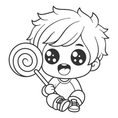 Children eating lollipops, for coloring