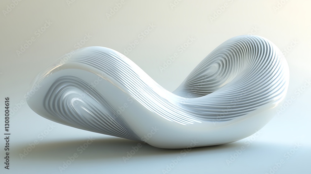 Poster abstract minimalist background with group of twisted shapes. 3d render.
