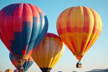 Naklejka premium Close up of air balloons in various shapes and colors, tourism, holiday, helium