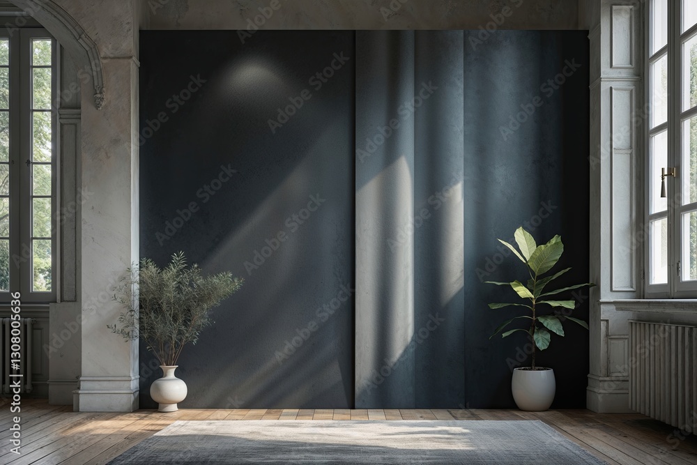 Poster elegant product showcase with soft charcoal background and subtle window light