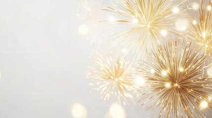 night scene with gold fireworks bursting into the sky,