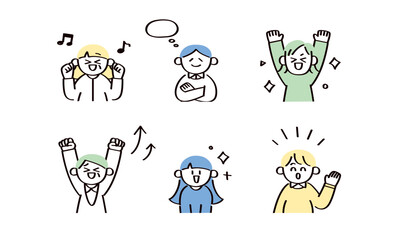 ポジティブな人のイラストセット