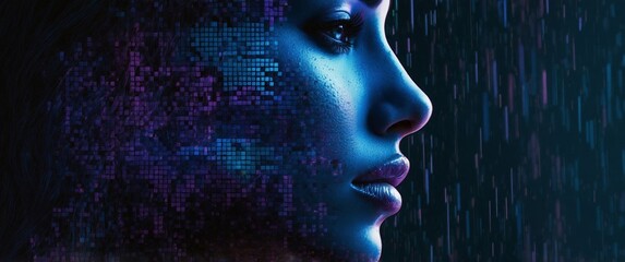 The futuristic image with a pixelated effect
